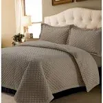 Tribeca Living Brisbane Solid Oversized Diamond Quilt Set, Taupe, King