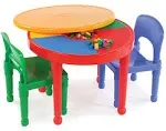 Tot Tutors Kids 2-in-1 Plastic Lego-Compatible Activity Table and 2 Chairs Set