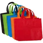 Juvale 10-Pack Gift Tote Bags - Non-Woven Fabric Party Favor Bags, Reusable Grocery Bags, 5 Colors, 14.86 x 12.5 Inches