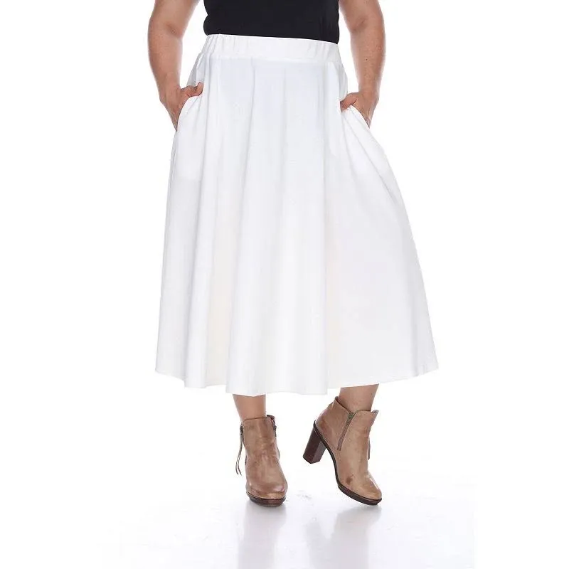 Plus Size White Mark Flare Midi Skirts