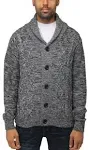 X-Ray Men's Shawl Collar Cable Knit Cardigan - Charcoal Gray