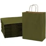 Olive Green Paper Bags with Handles, 10x5x13 / Olive / 100 PCS.