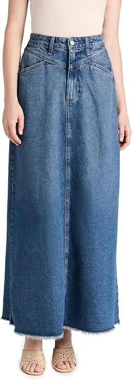 Free People Come As You Are Denim Maxi Skirt (Medium Wash, 4)