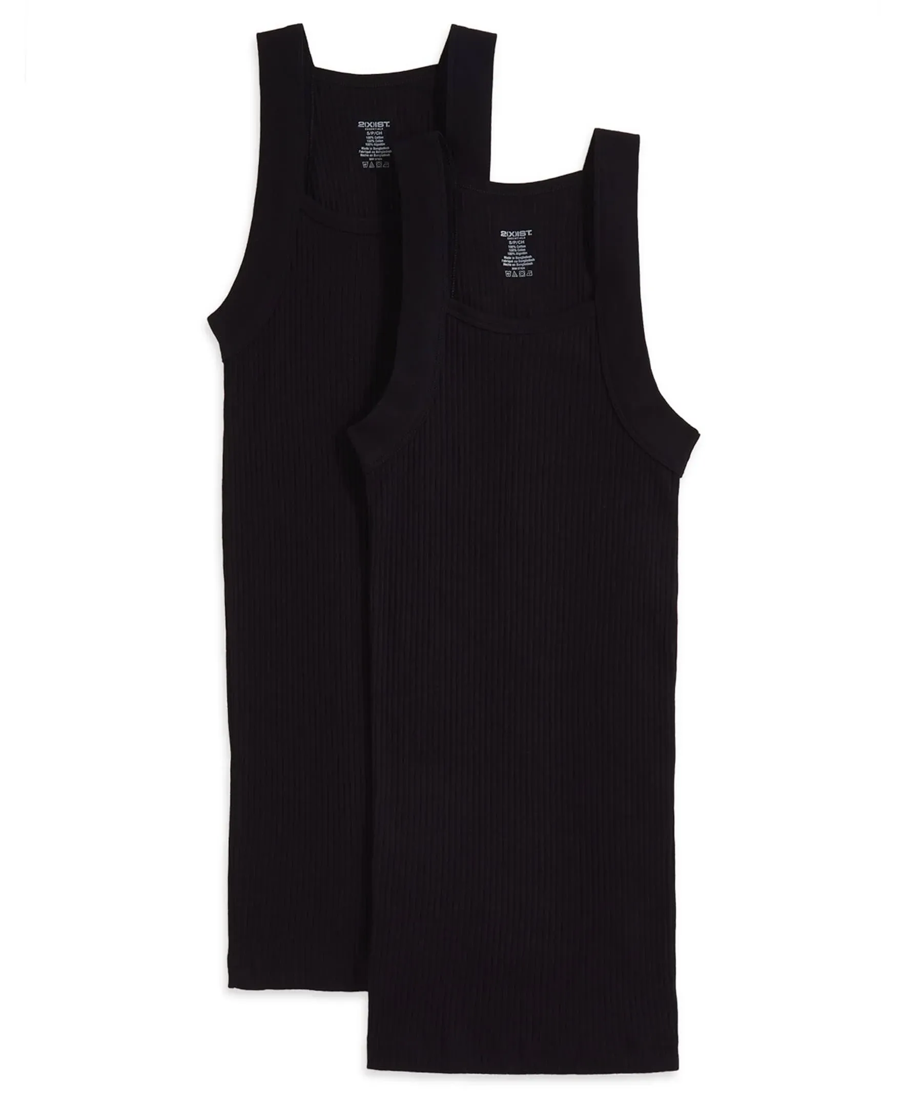 2(X)IST Men's Essential 2 Pack Square-Cut Tank - Black