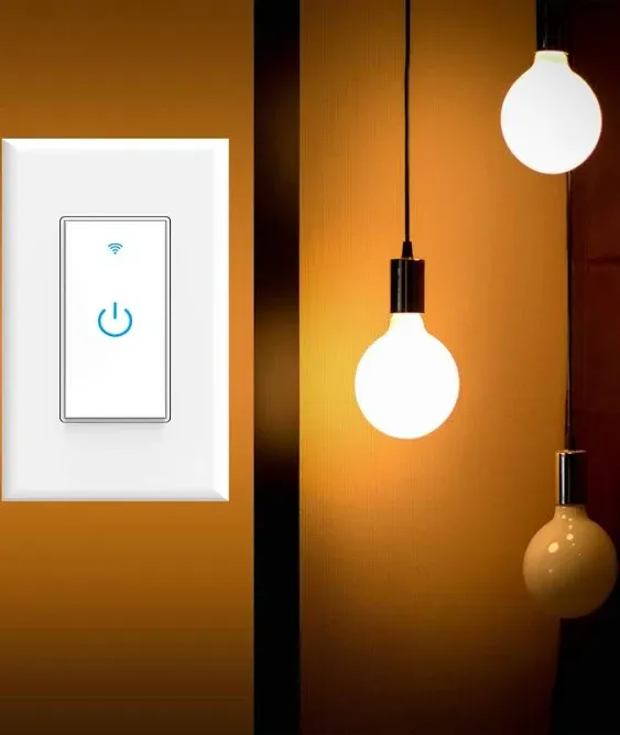 Wifi Smart Switch, Wifi Light Switch 2 Packs, Compatible with Alexa and Google Home, App Remote Control with Timing Funtion, No Hub Required (Neutral Wire Required)