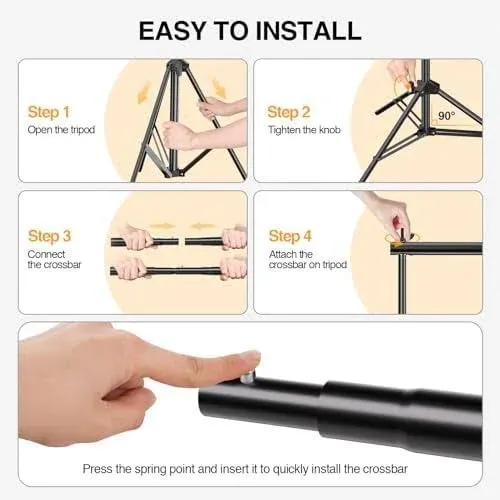 Backdrop Stand 10x7ftWxH Photo Background Stand Adjustable Support Kit with 2...