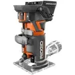 RIDGID 18V Brushless Compact Fixed Base Router with 1/4-inch Bit, Round and Squa