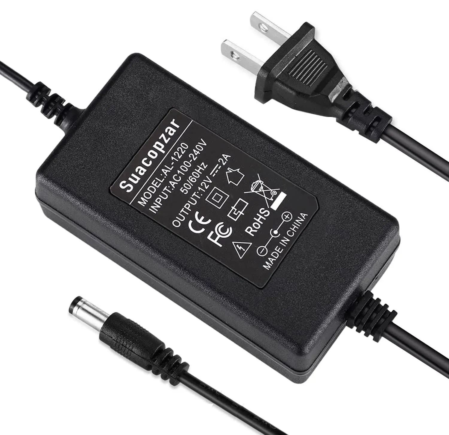 12V 2A DC Power Supply Adapter 100V~240V AC to DC 12Volt 2Amp Converter Regul...