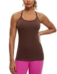 CRZ YOGA Seamless Workout Tank Tops for Women Racerback Athletic Camisole Sports Shirts with Built in Bra