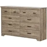 South Shore Versa 8-Drawer Double Dresser Gray Maple, Traditional