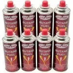 GasOne - 8 oz Butane Fuel Canisters with Safety Release Device (8-Pack)