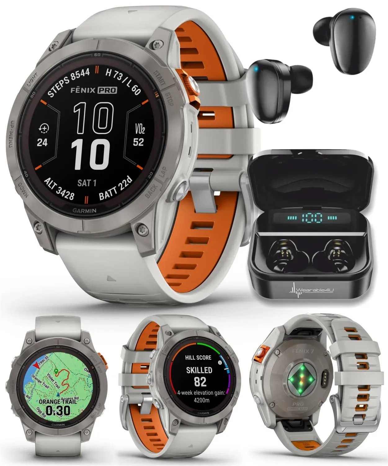 Wearable4U - Garmin Fenix 7 Pro Sapphire Solar Edition: Titanium 47 mm Smartwatch| Up to 22 Days Battery Life, Multisport & Outdoor High-Performance Multi-Band GPS Watch w/Flashlights.