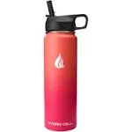 HYDRO CELL Stainless Steel Insulated Water Bottle with Straw - For Cold & Hot Drinks - Metal Vacuum Flask with Screw Cap and Modern Leakproof Sport Thermos for Kids & Adults (Coral/Punch 24oz)