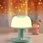 Toddler Night Light Lamp, Dimmable LED Bedside Lamp with Star Projector, Green