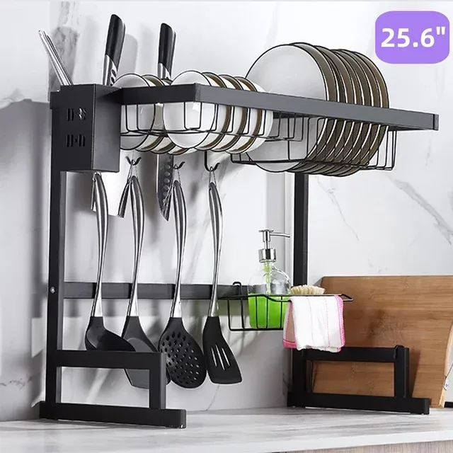 Stainless Steel Drying Dish Rack Over-The-Sink Dish Drainer for Space-Saving ...