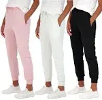 Real Essentials 3 Pack: Women's Ultra-Soft & Warm Fleece Joggers (Available in Plus Size)