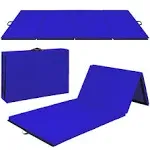 Best Choice Products 10ftx4ftx2in Folding Gymnastics Mat 4-Panel Exercise Workout Floor Mats w/ Handles - Royal Blue