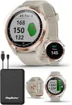 Garmin Approach S42 (Rose Gold/Light Sand) Womens Golf GPS Watch - Bundle with PlayBetter Portable Charger & HD Tempered Glass Screen Protectors |