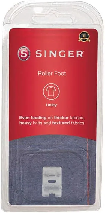 Singer Roller Snap-On Presser Foot | Ideal for Thick Fabrics, Heavy Knits, Leather & Vinyl | Even Fabric Feeding with Front and Rear Rollers | Compatible with Low-Shank Sewing Machines