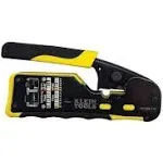 Klein Tools VDV226-110 Ratcheting Modular Cable Crimper / Wire Stripper / Wire Cutter, for RJ11/RJ12 Standard and RJ45 Pass-Thru Connectors