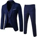 WULFUL Men’s Slim Fit Suit One Button 3-Piece Blazer Dress Business Wedding Part