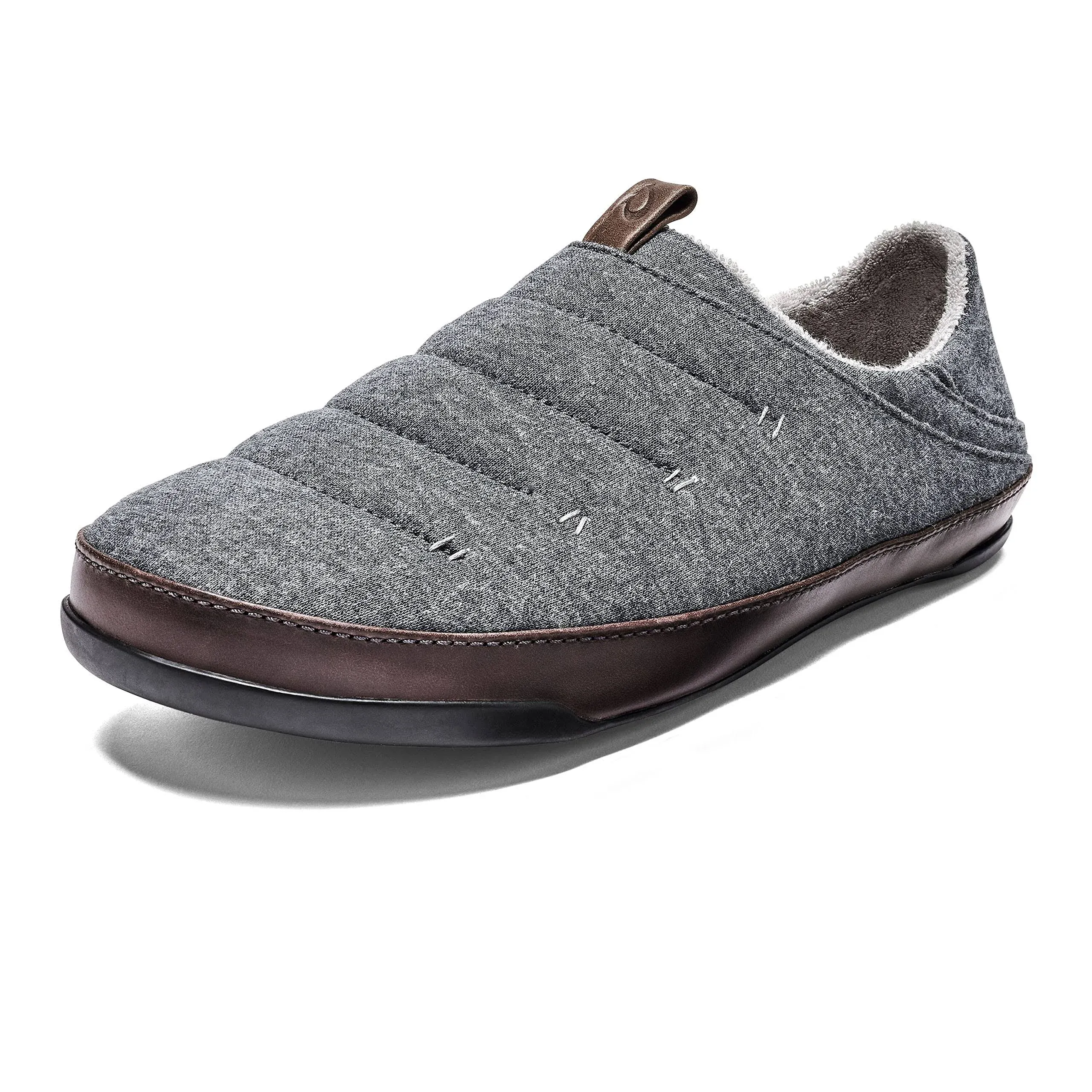 OluKai Mahana Men’s Soft Cotton Slippers, Cotton Blended Jersey & Full-Grain Leather Pull Loop, Comfortable & Breathable Fit