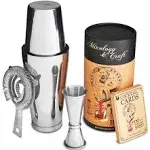 Mixology Cocktail Shaker Boston Shaker Set Professional Weighted Martini Shakers, Strainer and Japanese Jigger, Portable Bar Set for Drink Mixer Bartending, Exclusive Recipes Cards (Silver)