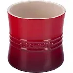 Le Creuset Stoneware Cerise Red 6" Utensil Holder Crock Jar