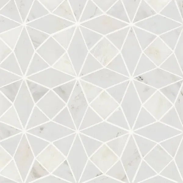 Bedrosians Monet Triangle 10 in. x 10 in. Honed Oriental White Marble Mosaic Tile (3.56 sq. ft./Carton) 100001410