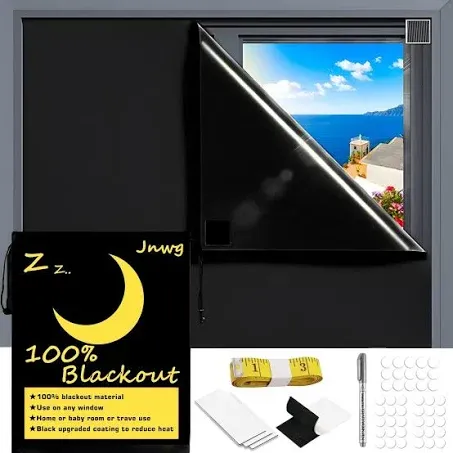 Jnwg Portable Blackout Curtains 79"57" Blackout Blinds for Windows with Hook & Loop Tapes