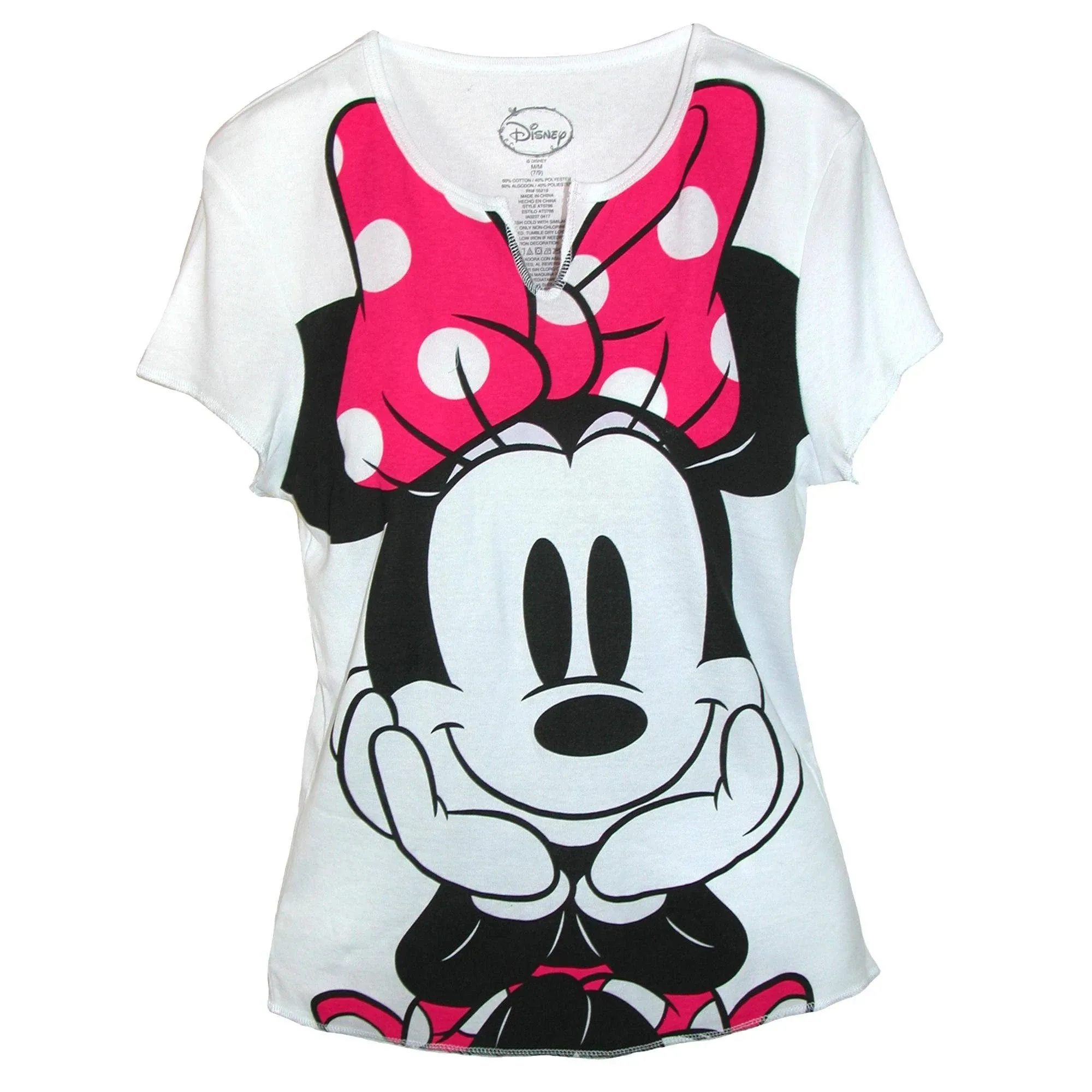 Disney Womens Minnie Mouse Tee Shirt Top, Small, White