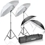 EMART 33 inch Reflective Photography Umbrella,Studio Camera Photography Props with Adjustable Light Stand,Flash Diffuser for Speedlight(4 Pack)