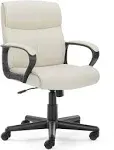 OLIXIS Executive Office Chair Padded Armrests Adjustable Height, 360-Degree Swivel, Lumbar Support, PU Leather, White