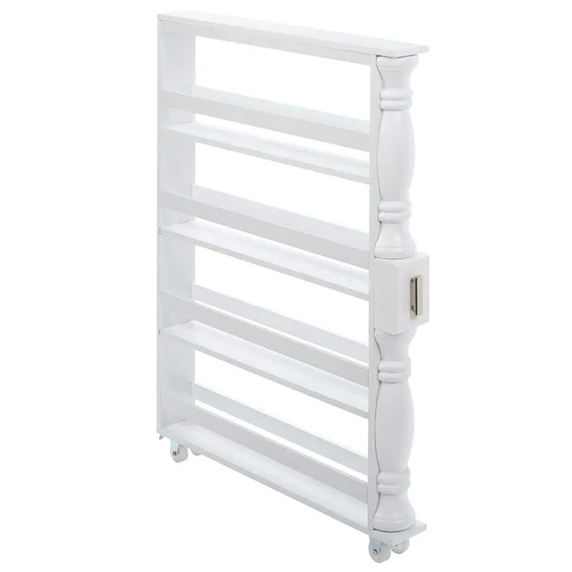 Slim Rolling Can and Spice Racks - White