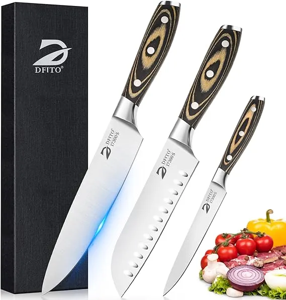 Dfito Kitchen Knife Set,High Carbon Stainless Steel Knife Set with Case for ...