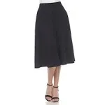 White Mark Flared Midi Skirt with Pockets - Black - Size L