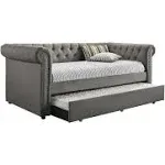 Coaster Kepner Tufted Upholstered Daybed Grey with Trundle Model 30054