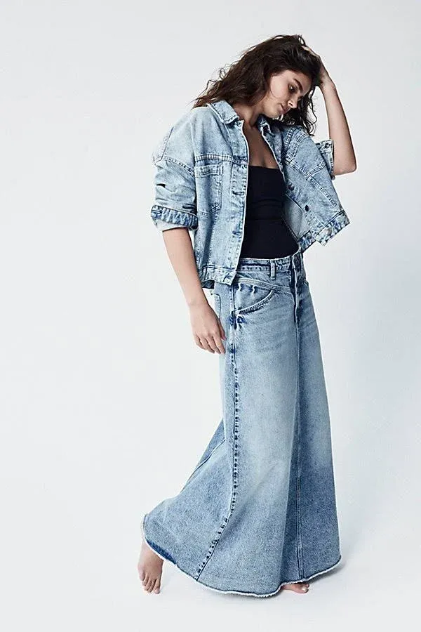 Free People Women's Come As You Are Denim Maxi Skirt