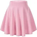 Afibi Casual Mini Stretch Waist Flared Plain Pleated Skater Skirt