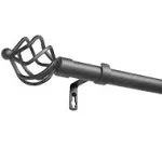 Exclusive Home Torch 1" Curtain Rod and Coordinating Finial Set, Gunmetal, Adjustable 36"-72"