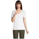 Lands' End Women's Petite Relaxed Supima Cotton V-Neck T-Shirt - Small - White