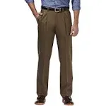 Men's Premium No Iron Khaki Classic Fit Pleat Hidden Expandable Waist Pants