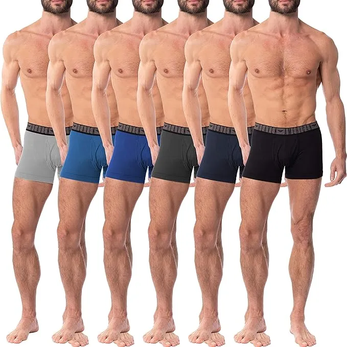 AMERICAN HEAVEN Men's Underwear Trunks 6-Pack, Stretchy Ultra Soft Fitted Boxer Brief with Fly