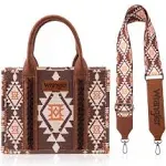 Wrangler Southwestern Print Small Canvas Tote/Crossbody - Dark Brown