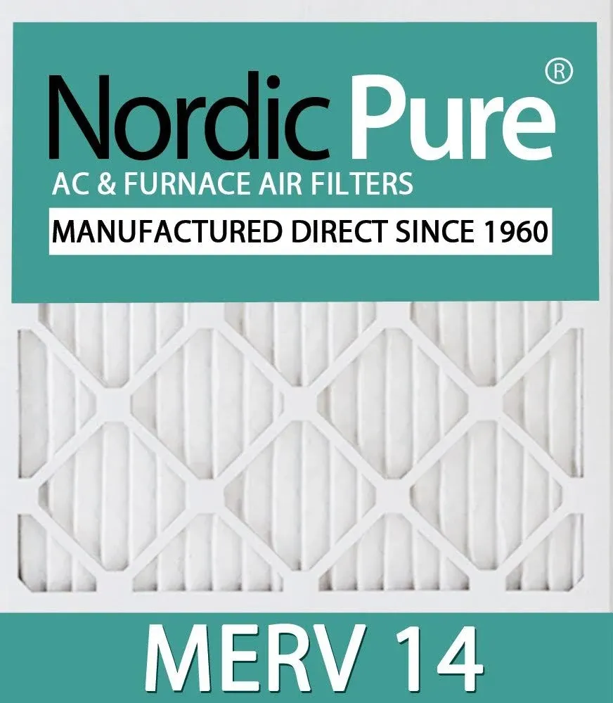 Nordic Pure 20x20x1 Pleated MERV 14 Air Filters 12 Pack