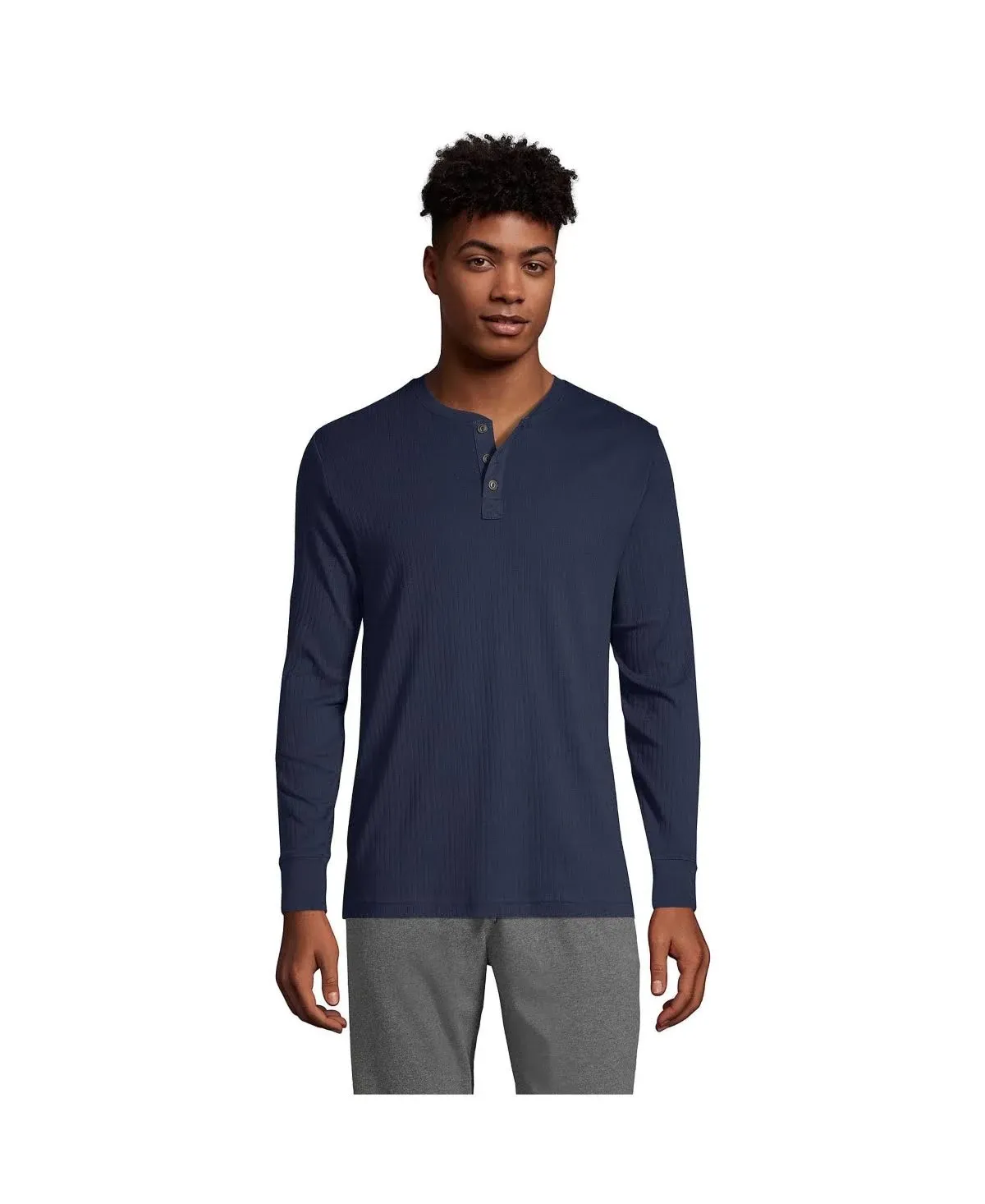 Big & Tall Lands' End Knit Ribbed Pajama Henley