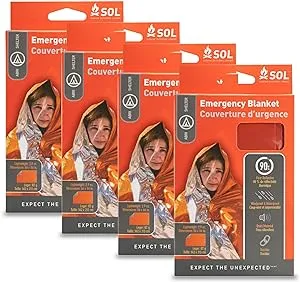 Survive Outdoors Longer 90% Reflective Emergency Blanket, Pack of 4, Adult Unisex, Orange