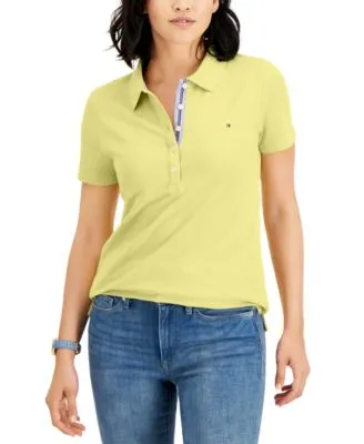 Tommy Hilfiger Women's Solid Short-Sleeve Polo Top - White - M