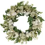 Puleo International 30 inch Artificial Chrysanthemum and Daisy Floral Spring Wreath, Green