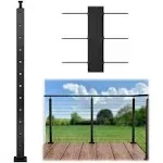 Muzata Black Cable Railing Post Level drilled 42"x2"x2" Surface Mount T304 Stainless Steel Cable Railing System Kit Indoor Outdoor with Paper User Guide PS01 BH4L